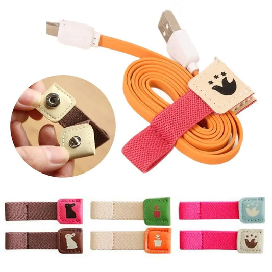Leather Cable Organizer – Portable Snap Button Cord Winder Cable Cord Organizer Oasis Select