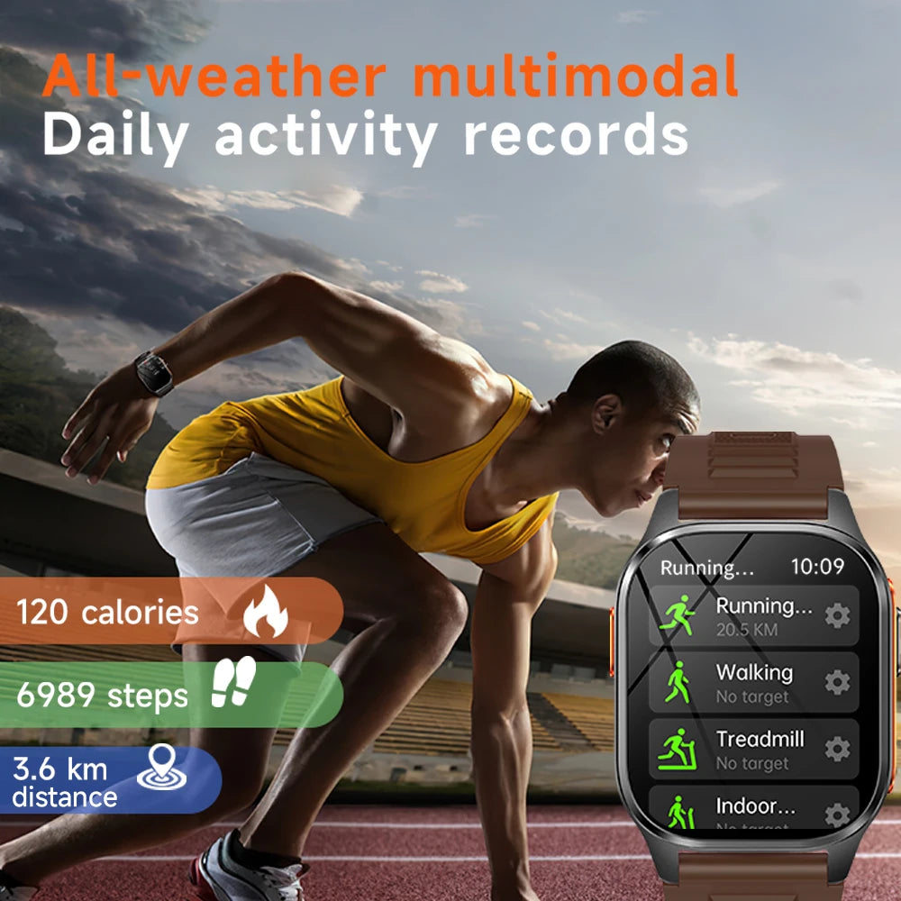Yoateo Smartwatch Men GPS, AMOLED, Bluetooth, IP68 Waterproof