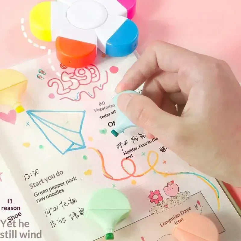5-in-1 Flower Spiral Highlighter Pen | Fluorescent Fingertip Spin