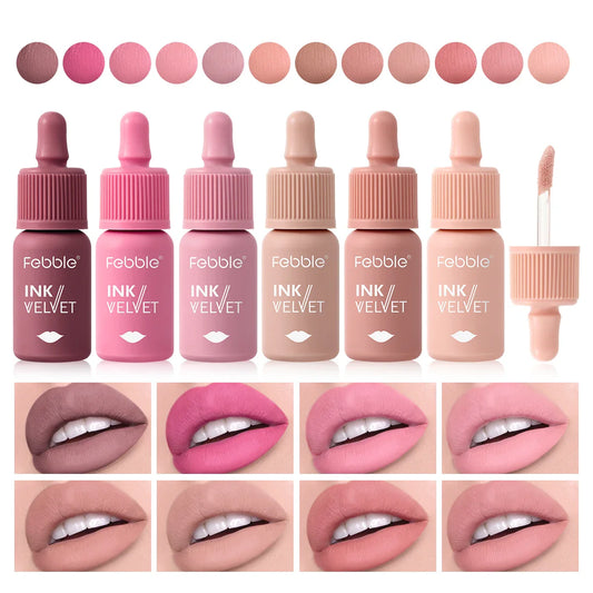 Febble 12-Color Matte Velvet Liquid Lipstick Set | Long-Lasting Liquid Lipstick Set Oasis Select