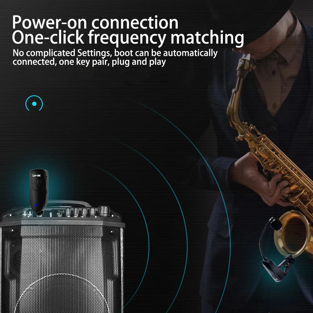 AyeBeau UHF Wireless Saxophone Microphone Kit | Transmitter & Receiver
