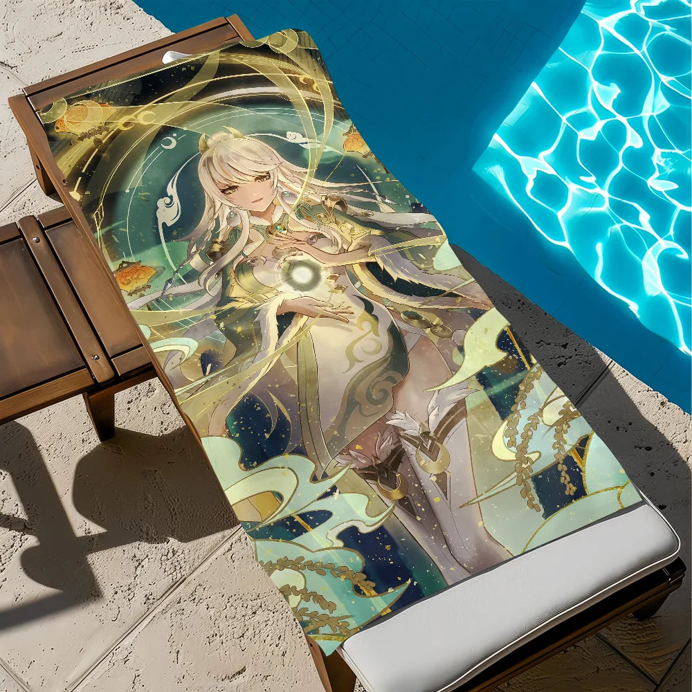 Genshin Impact Zibai Quick-Dry Beach Towel | Soft Microfiber