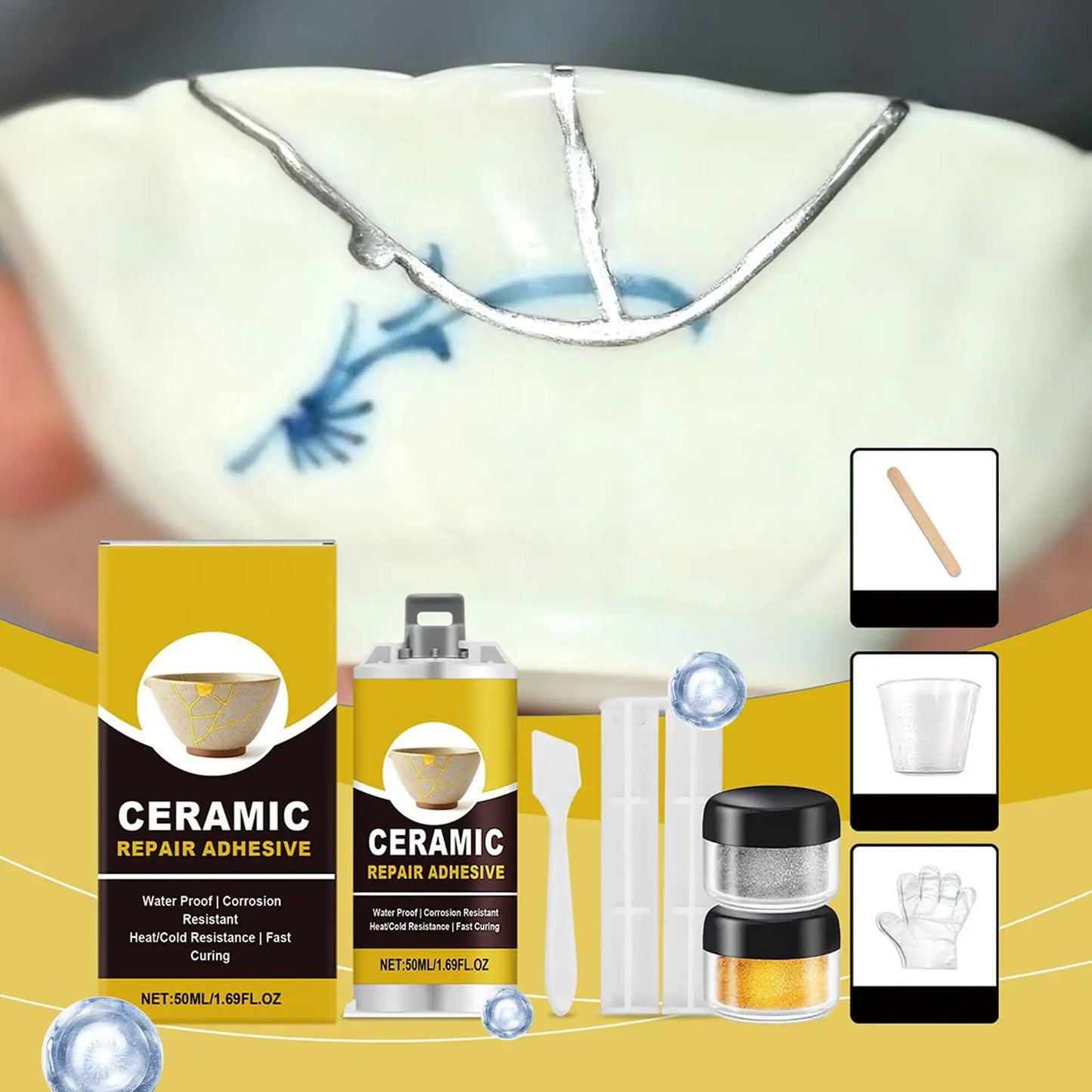 Kintsugi Gold Glue Ceramic Repair Kit | Food Safe Adhesive