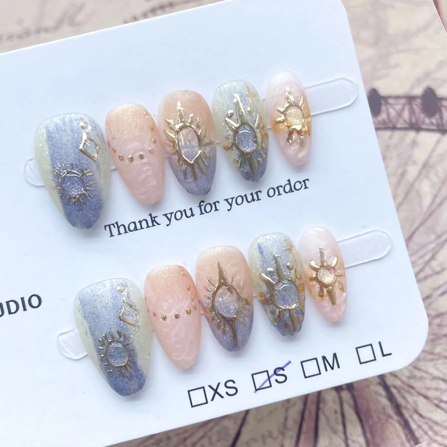 10pcs Handmade Press on Nails Purple Aurora Almond Fake Nail Tips Detachable Wearable Sweet Cool False Nails for Girls Peaceful Pleasures Health and Wellness XS 1