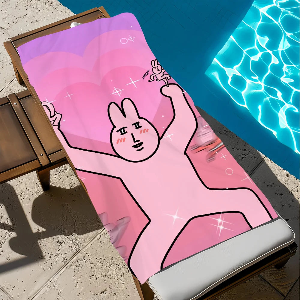 Pink Rabbit Quick-Dry Beach Towel | Soft Cartoon Pool Towel Quick-Dry Beach Towel Peaceful Pleasures Health and Wellness z1 STJ40x70CM