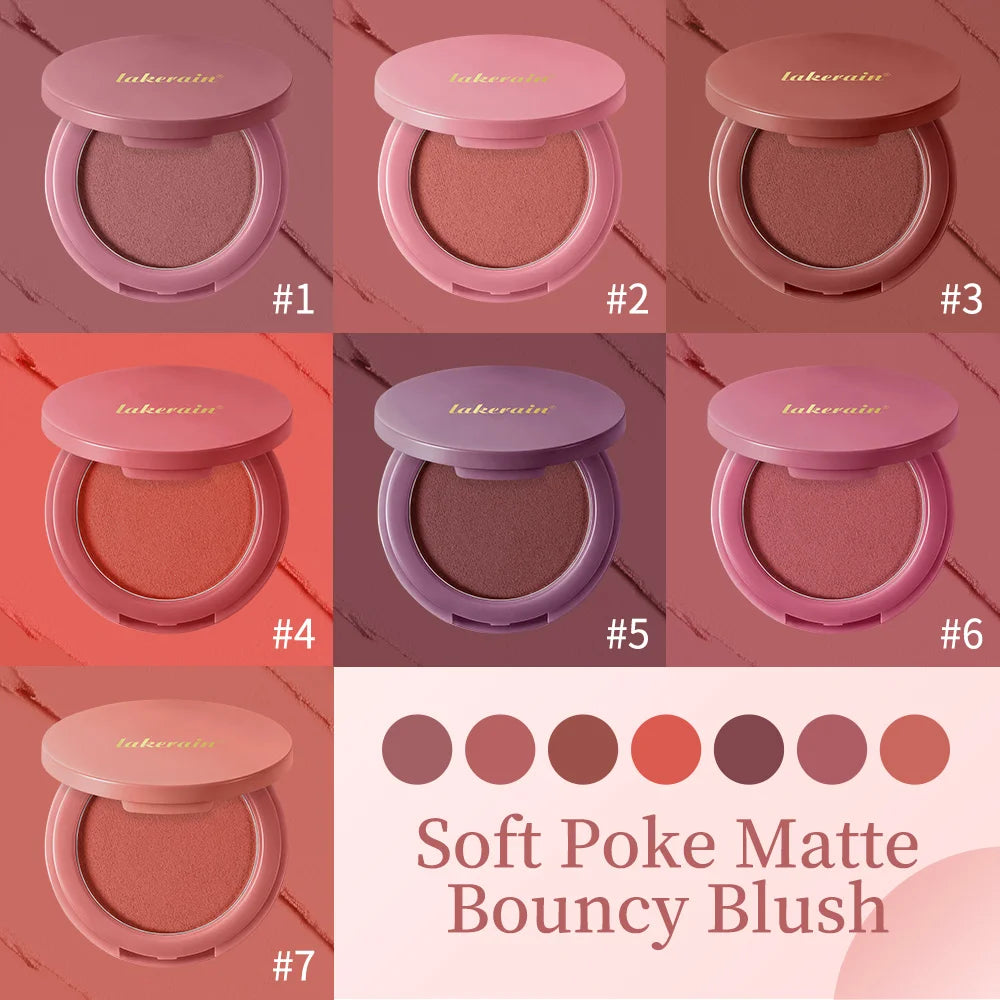 Soft Poke Bouncy Blush&Free Brush Soft Velvety Matte Finish Nude Makeup Monochrome Beginner Women's Blush Palette Cosmetic Peaceful Pleasures Health and Wellness