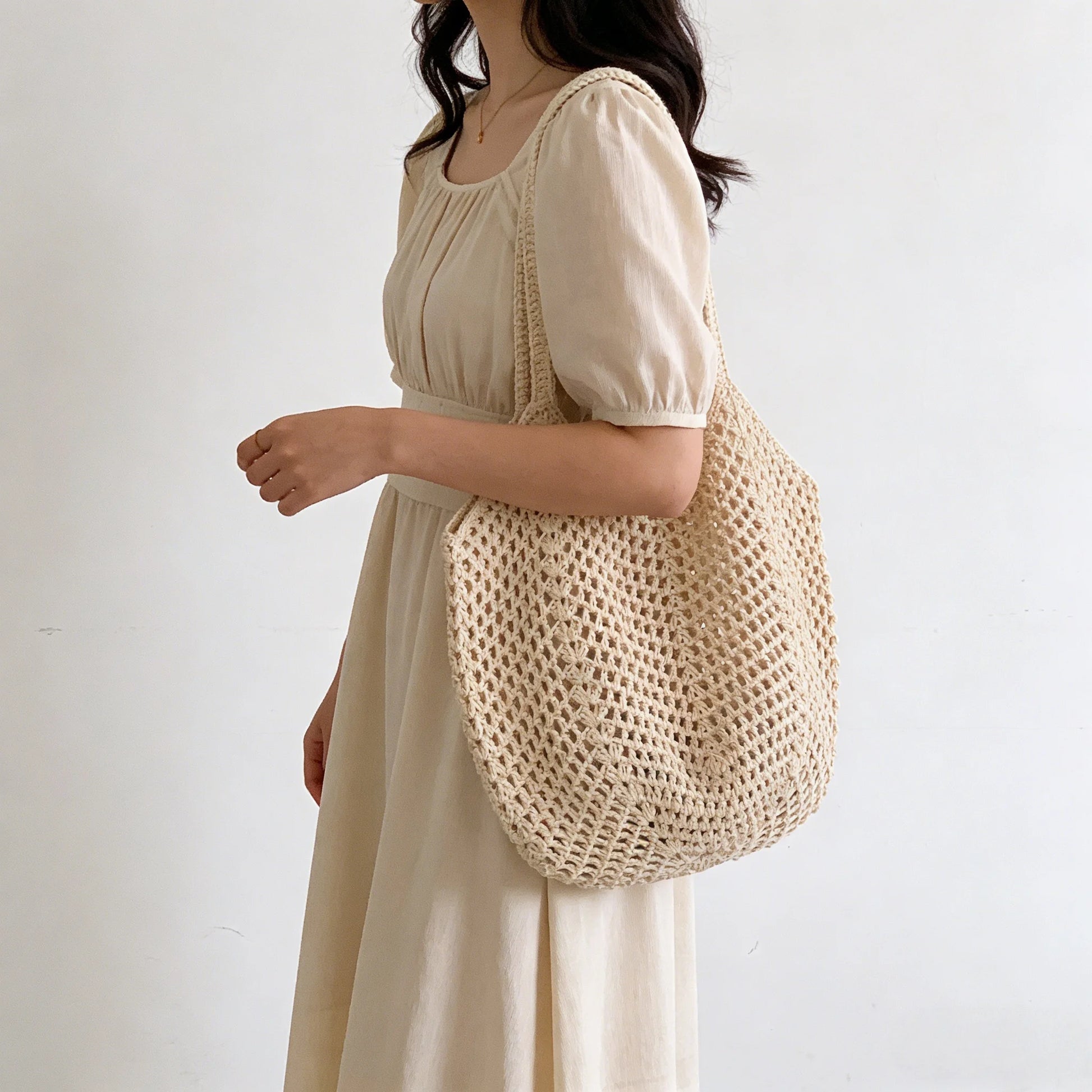 Women's Mesh Straw Beach Tote Bag – Foldable Summer Bag Beach Tote Bag Peaceful Pleasures Health and Wellness