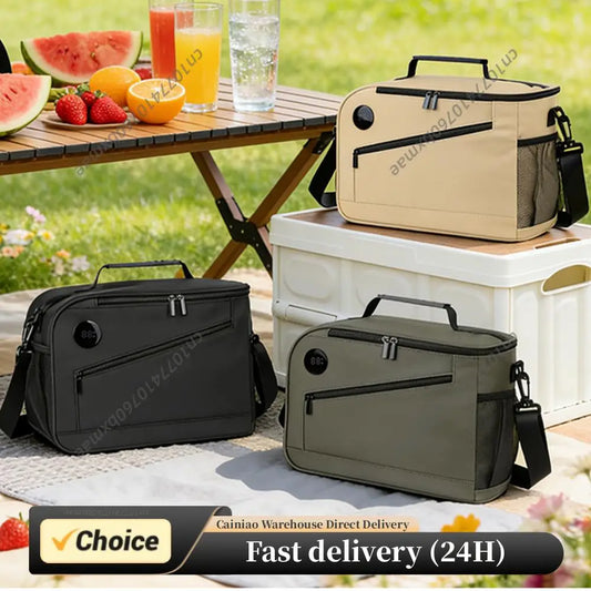 Cooler Bag with Temperature Display Insulated Lunch Bag with Shoulder Strap Lunch Box for Women Men Adult Work Picnics Outings Peaceful Pleasures Health and Wellness