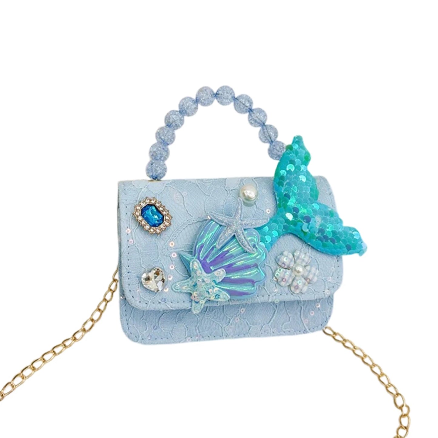 Girls Pearl Handbag New Mini Crossbody Shoulder Bag Style Purse for Kids Birthday Party Gift Lightweight PU Leather Peaceful Pleasures Health and Wellness Light blue