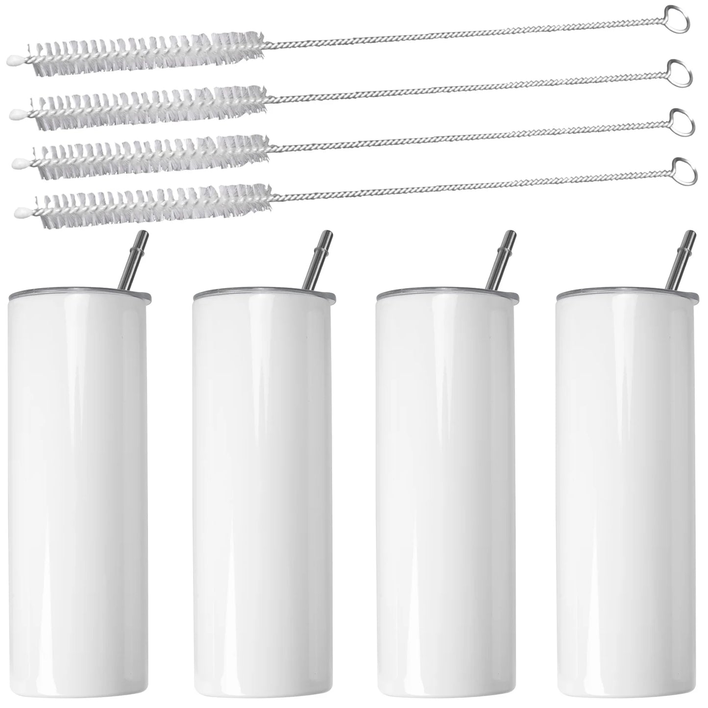 20 oz Skinny Sublimation Tumblers | Stainless Steel Blanks 4-Pack