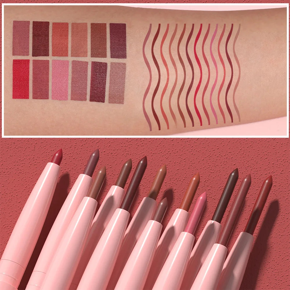 DUNUF Velvet Matte Lip Liner – 12 Nude & Brown Shades
