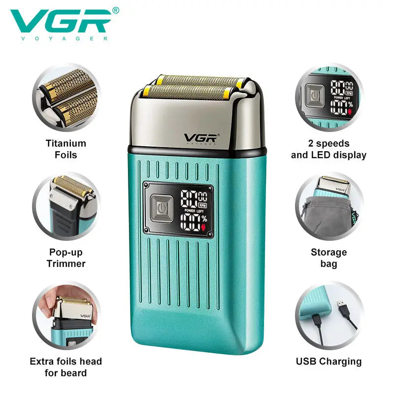 VGR Men's Razor IPX6 Body wash professional intelligent digital display multi-functional shaving sculpting hair trimmer V-357 Peaceful Pleasures Health and Wellness