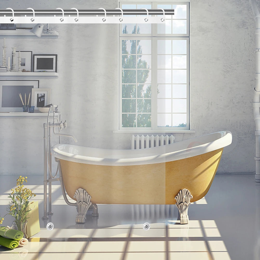180-230cm Shower Curtains Waterproof Heavy Duty Thick Fabric Bath Curtain for Hotel Bathroom Bathtub Solid White Private Cover Peaceful Pleasures Health and Wellness PEVA Transparent 180x200cm
