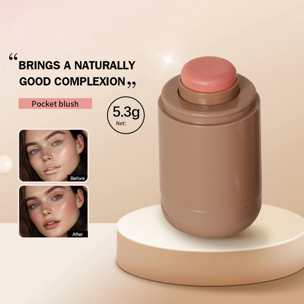 3-in-1Blush Stick Lasting Brightens Facial Cheek Stick Moisturizing Flash Lip Gloss Makeup Lip Gloss Face Rouge Peaceful Pleasures Health and Wellness