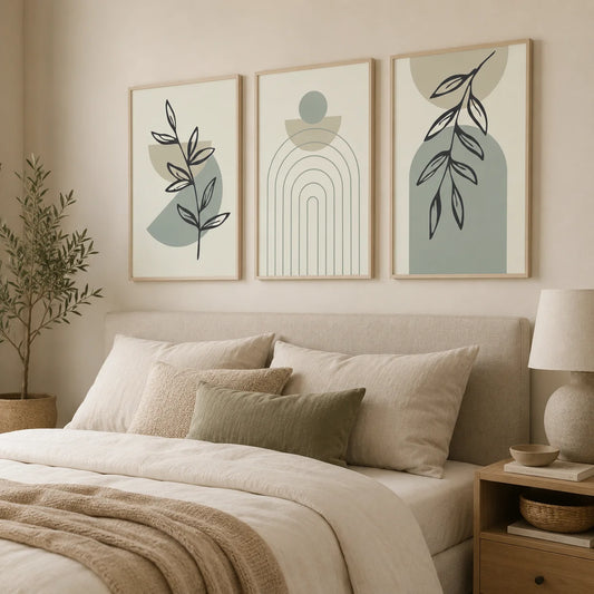 Nordic Minimalist Abstract Leaf Geometric Canvas Wall Art Print Canvas Wall Art Print Peaceful Pleasures Health and Wellness