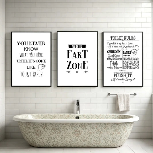 Nordic Funny Bathroom Canvas Wall Art | Toilet Quote Poster Canvas Wall Art Peaceful Pleasures Health and Wellness