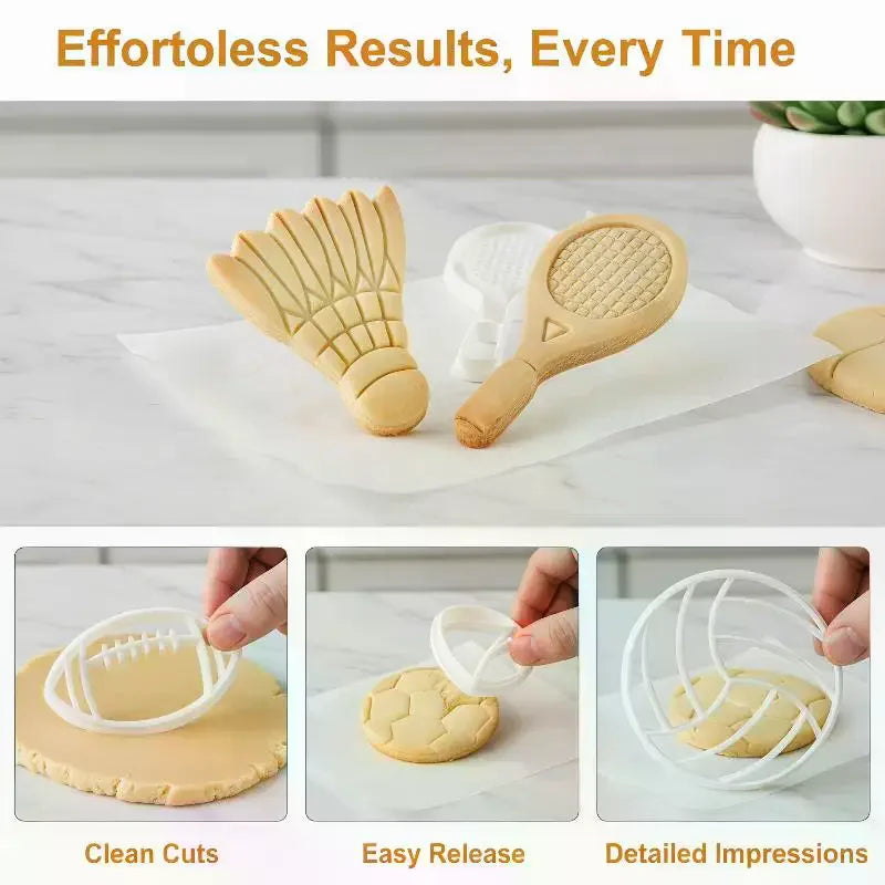 Sports Cookie Cutter Set – Football, Rugby & Basketball Shapes