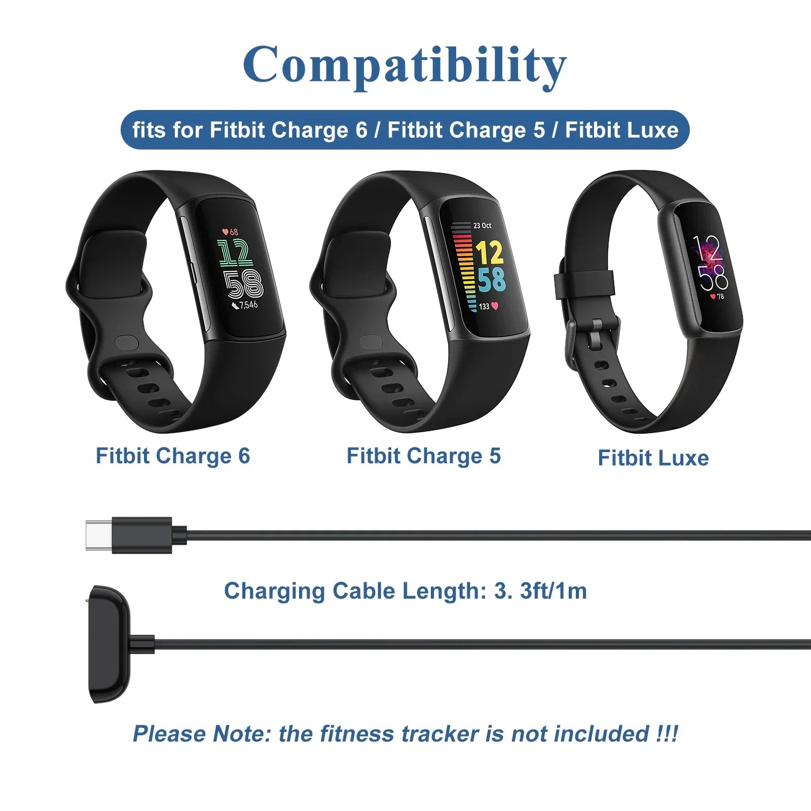 USB-C Magnetic Charger for Fitbit Charge 5, Charge 6 & Luxe Peaceful Pleasures Health and Wellness