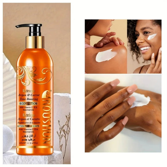 Moroccan Argan+Carrot Body Lotion Argan & Carrot Body Lotion 500ml Large Capacity Body Lotion Cream Hydrating Moisturizing Autum Peaceful Pleasures Health and Wellness