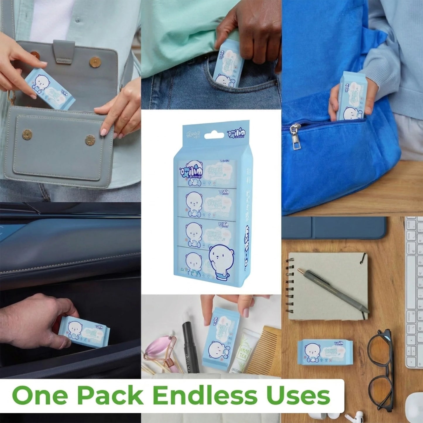 64-Pack Mini Disposable Wet Wipes | Portable Travel Size