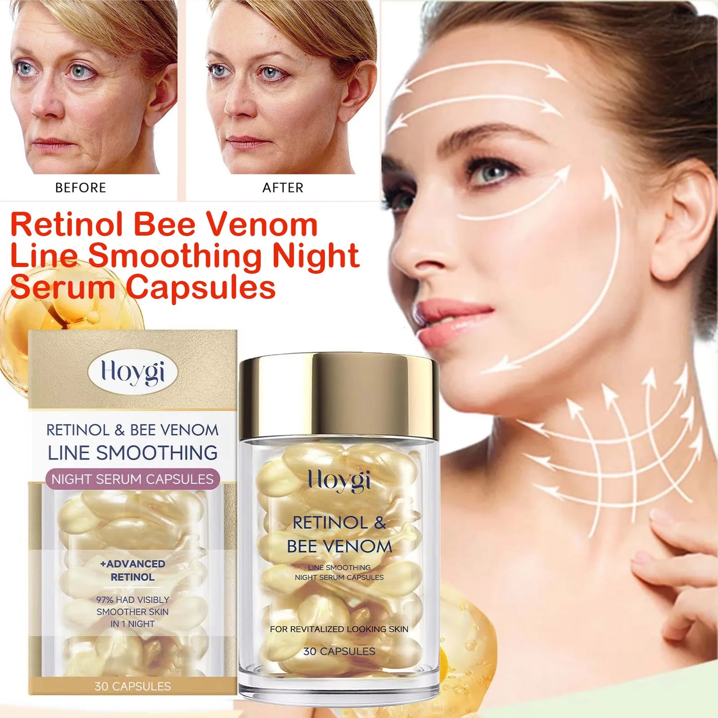 Retinol & Bee Venom Anti-Aging Night Serum Capsules (30 ct)
