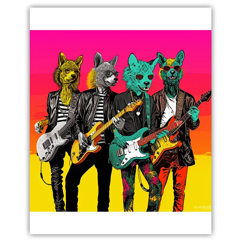 Cartoon Animal Band Canvas Wall Art | Western Style Decor Canvas Wall Art Peaceful Pleasures Health and Wellness 07 15x20cm No Frame China Mainland