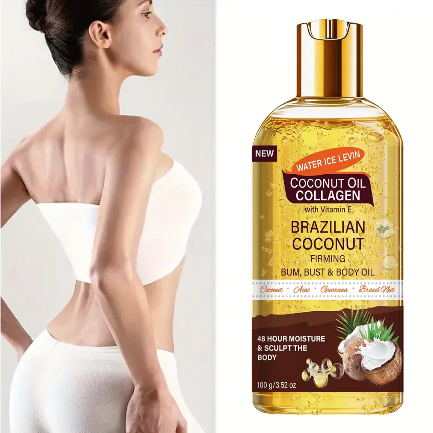Brazilian Firming Body Oil – Coconut & Collagen Moisturizer