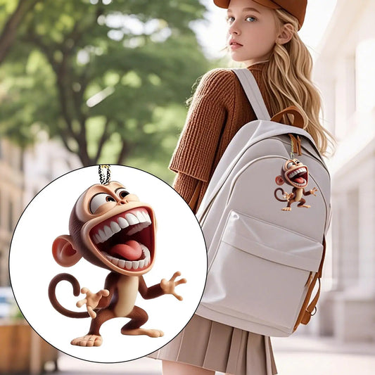 2D Acrylic Monkey Pendant – Car Charm, Keychain & Backpack Tag Acrylic Charm Pendant Peaceful Pleasures Health and Wellness