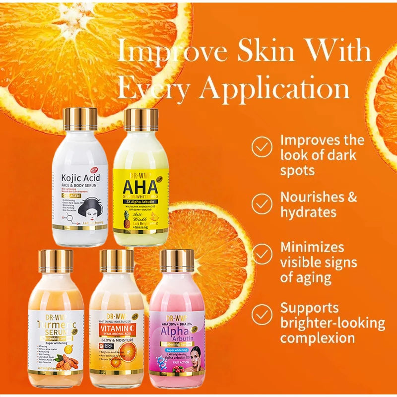 125ml Arbutin/Turmeric/Vitamin C Essence Make Skin Glow Moisturizing Firming AHA/Papaya/Glutathione/Kojic Acid Essence Liquid Peaceful Pleasures Health and Wellness