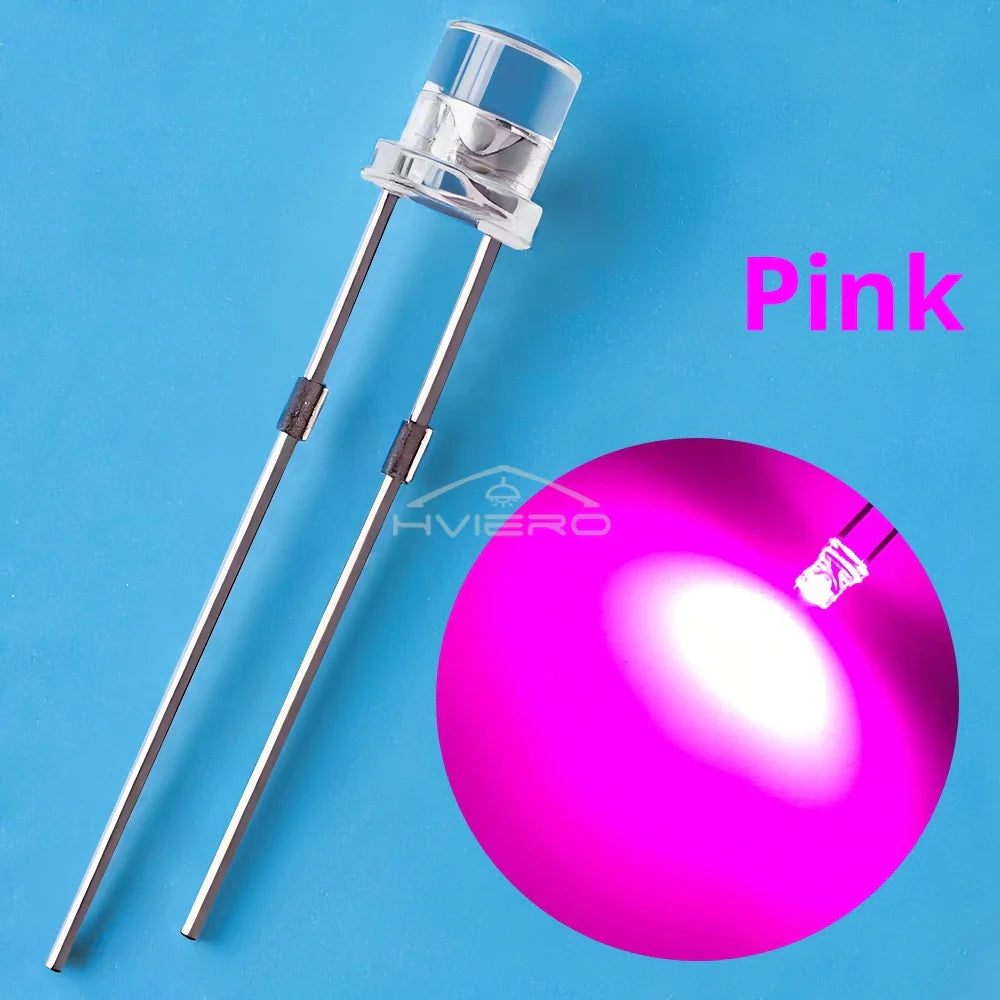 3mm Flat Top LED Diodes 100/200Pcs | Ultra Bright Wide Angle