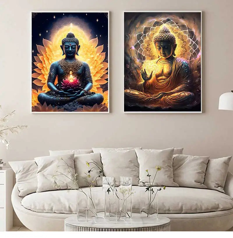 HD Buddha Canvas Wall Art | Zen Statue Print for Living Room