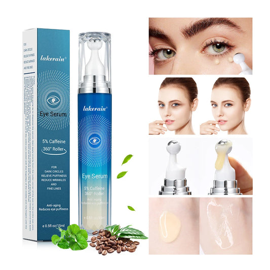 Anti-Wrinkle Eye Serum 5% Caffeine Eye Cream Eye Roller Ball Cream For Dark Circles Fades Fine Lines Remove Eye Bags 15ml Peaceful Pleasures Health and Wellness Default Title