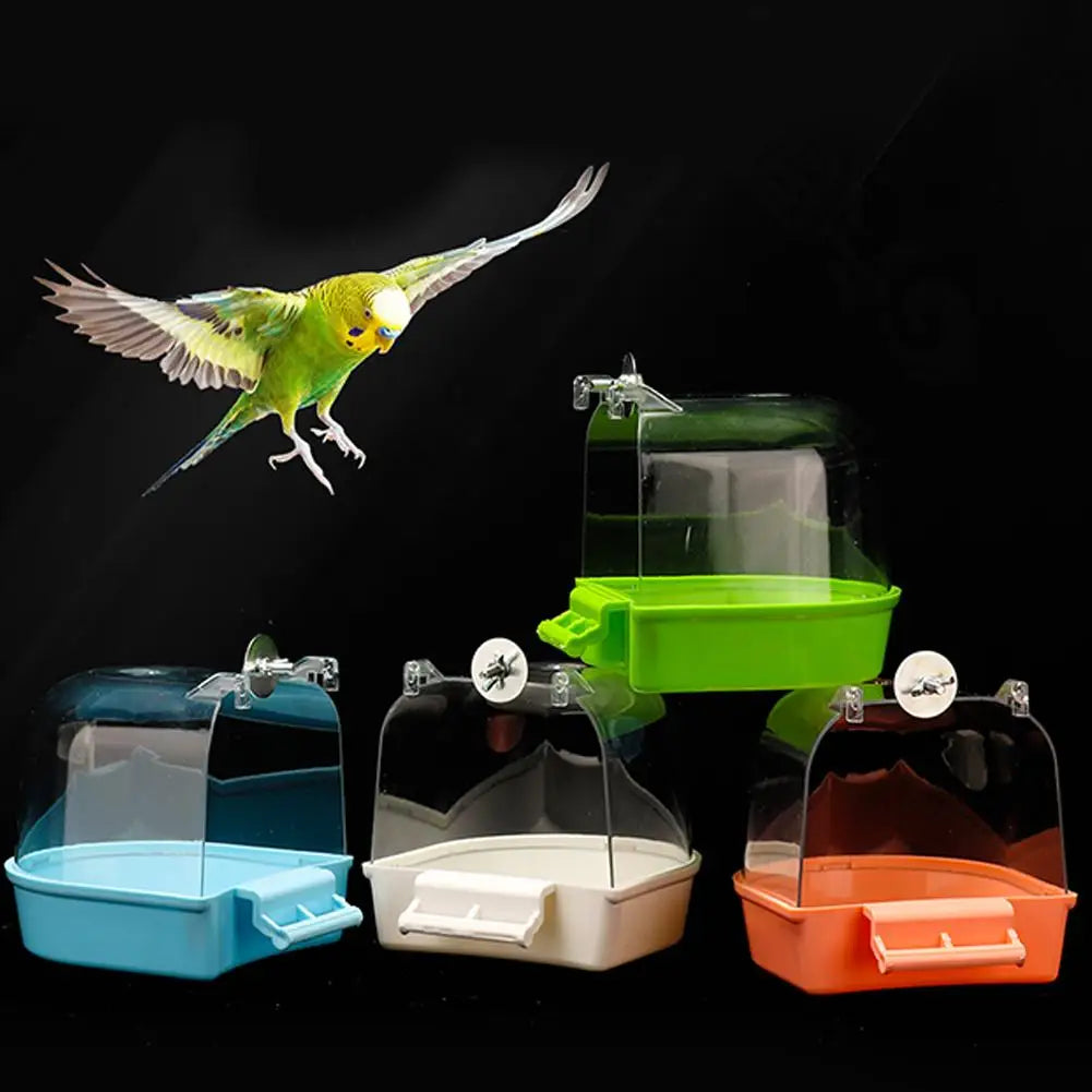 Hanging Bird Bath Box – Cage-Style Shower for Parrots & Parakeets