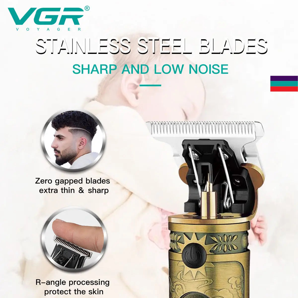VGR 085 Hair Clipper Professional Rechargeable Personal Care Vintage Engraving Scissors T9 Trimmer USB Reduction Barber VGR Peaceful Pleasures Health and Wellness