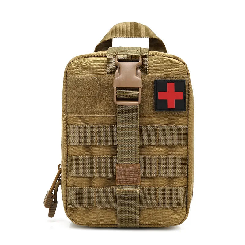 1000D Portable Tactical First Aid Kit Medical Bag Empty First Aid Pouch Bag for Camping Hiking Travel Survival Tools EDC Pouch Peaceful Pleasures Health and Wellness khaki