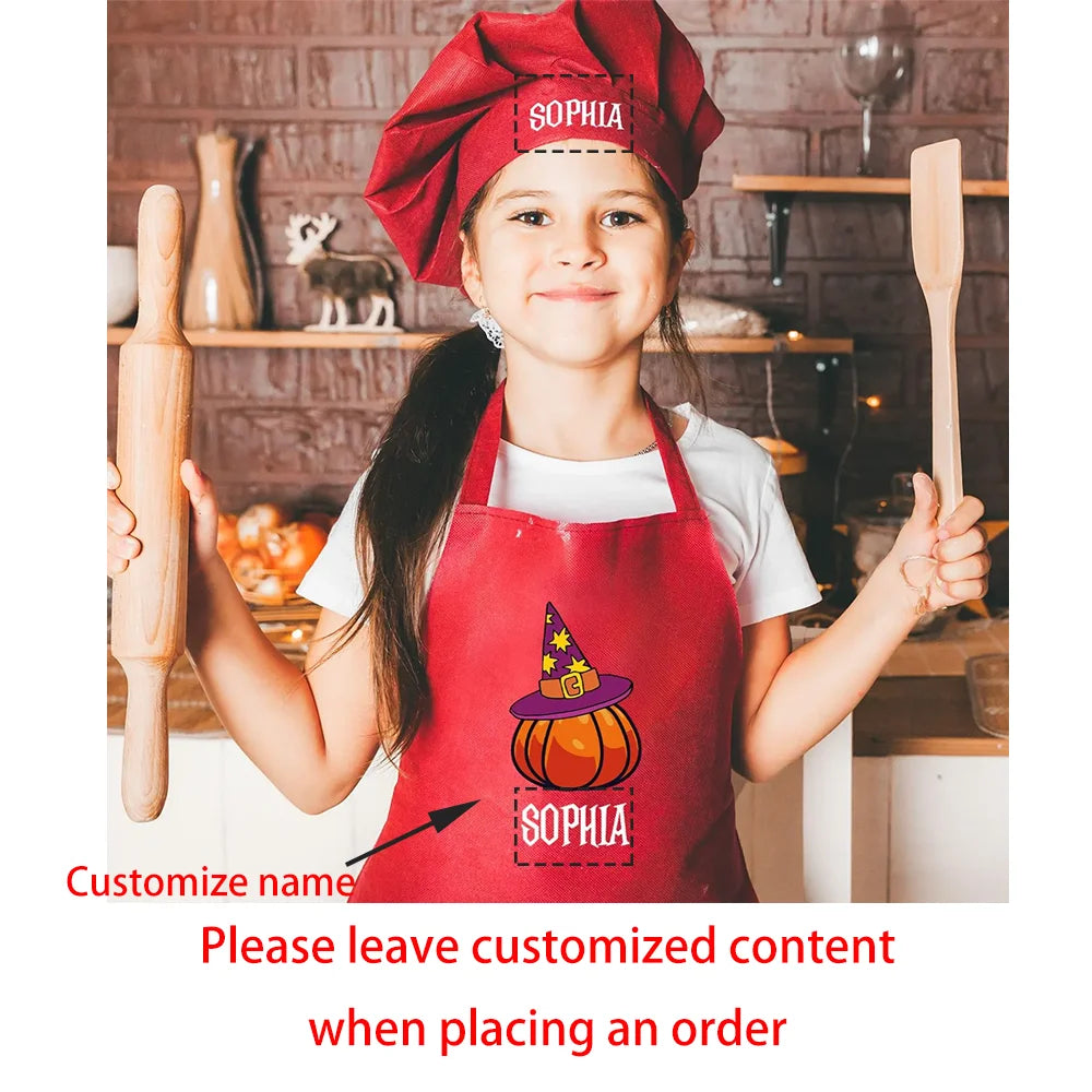 Kids Custom Halloween Apron & Chef Hat Set | Witch Cooking Gift