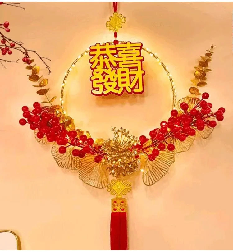 Wedding props wreath door decorations New Year's home decorations New Year's Eve celebration display window decorations pendants Peaceful Pleasures Health and Wellness B