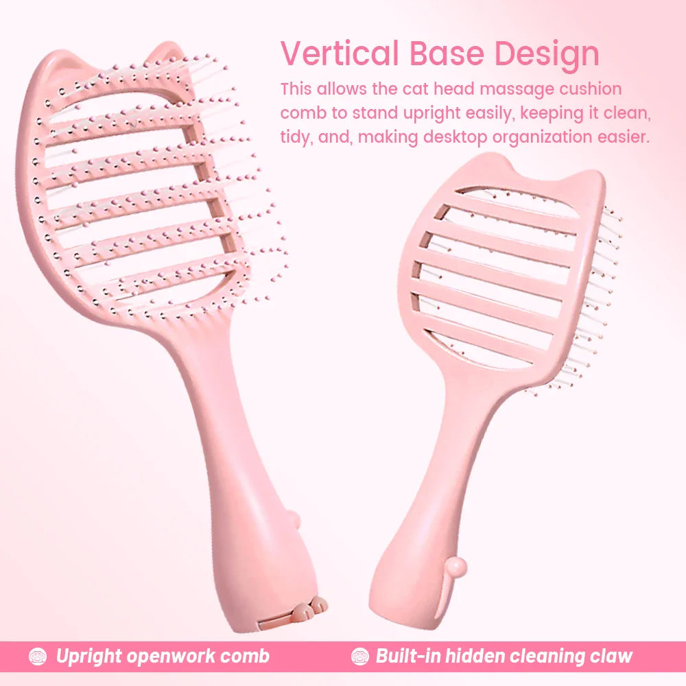 Cat-Ear Hollow Hair Brush – Anti-Static Detangling Comb