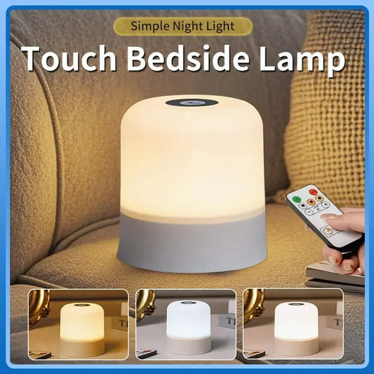 Dimmable Touch Night Light Rechargeable Remote Control Night Light RGB Table Lamp Ambient Light for Bedroom Living Room Peaceful Pleasures Health and Wellness