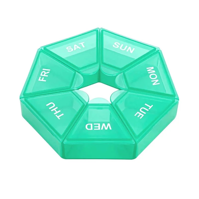 Weekly 7-day Pill Organizer Portable Travel Pill Box Multifunctional Small Medicine Case Black Peaceful Pleasures Health and Wellness Military Green
