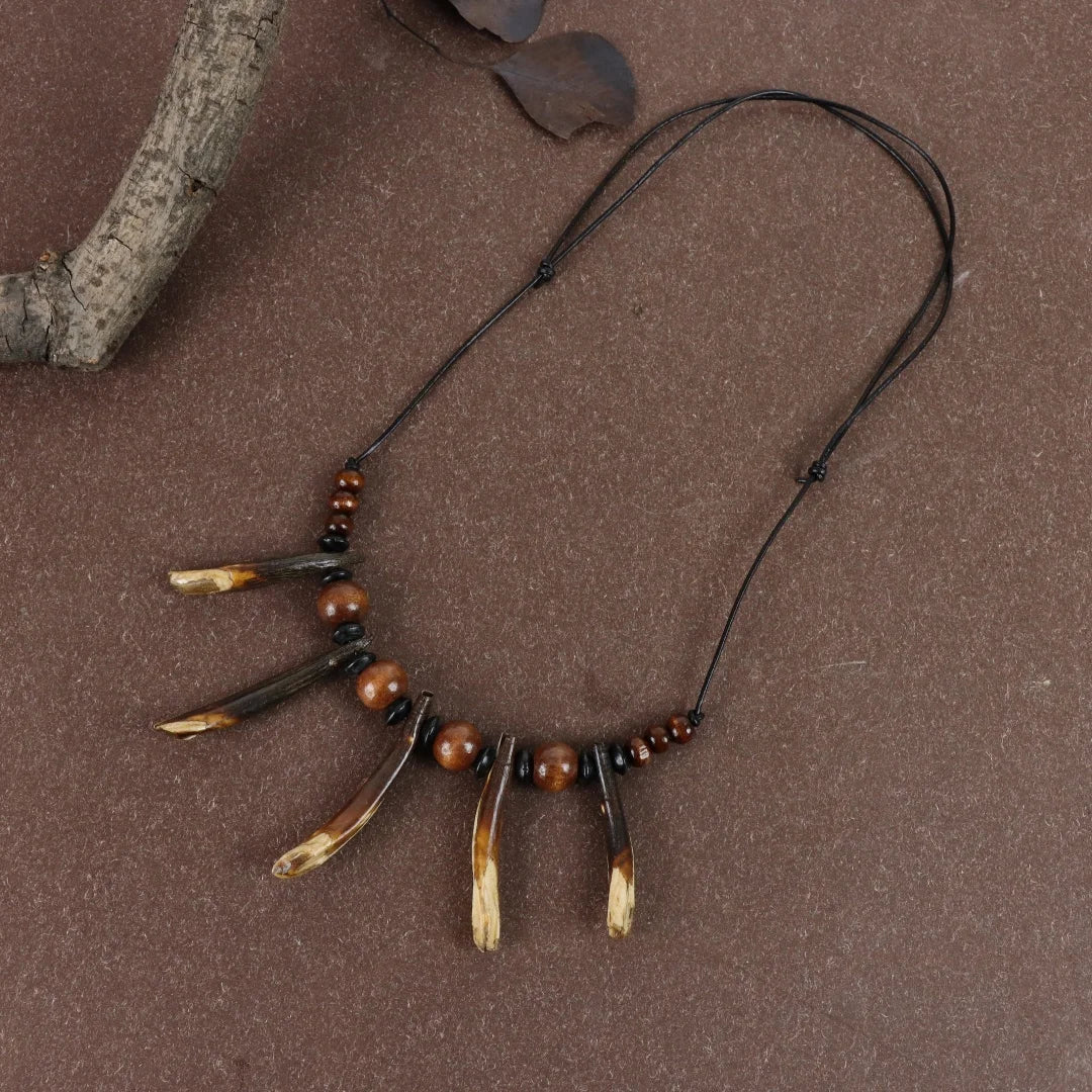Viking Tribal Tooth Pendant Necklace Medieval LARP Costume Jewelry