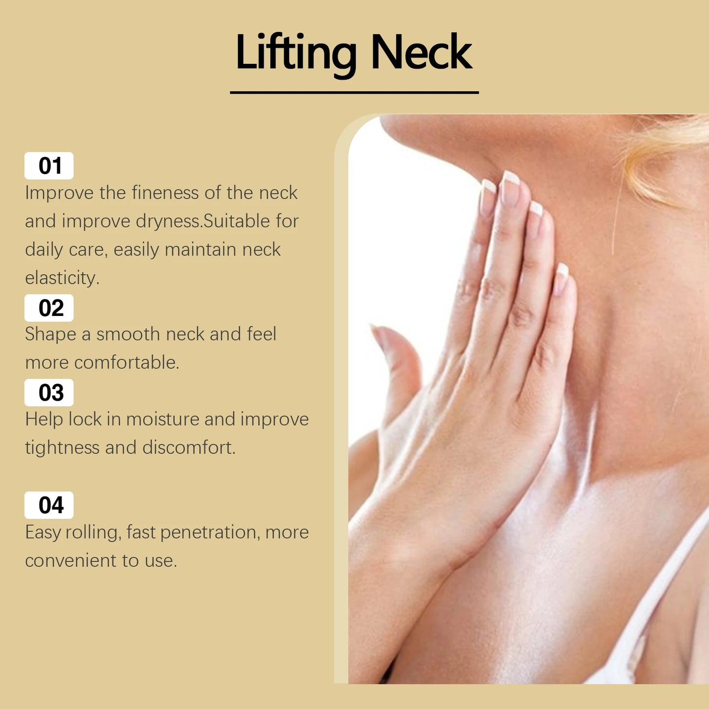 Ah-8 Firming Lifting Neck Cream Tightening Skin Eliminate Double Chin V-Shaped Reduce Fine Lines Sooth Massage Cream with Roller Peaceful Pleasures Health and Wellness