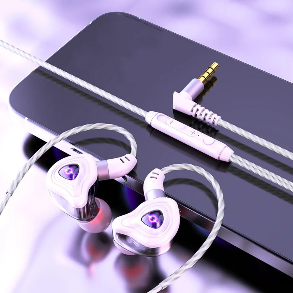 3.5mm Esports Wired Earphone HiFi Stereo Noise Cancelling in Ear Earphones Microphone Elbow Wired Headset Listen To Music Peaceful Pleasures Health and Wellness White