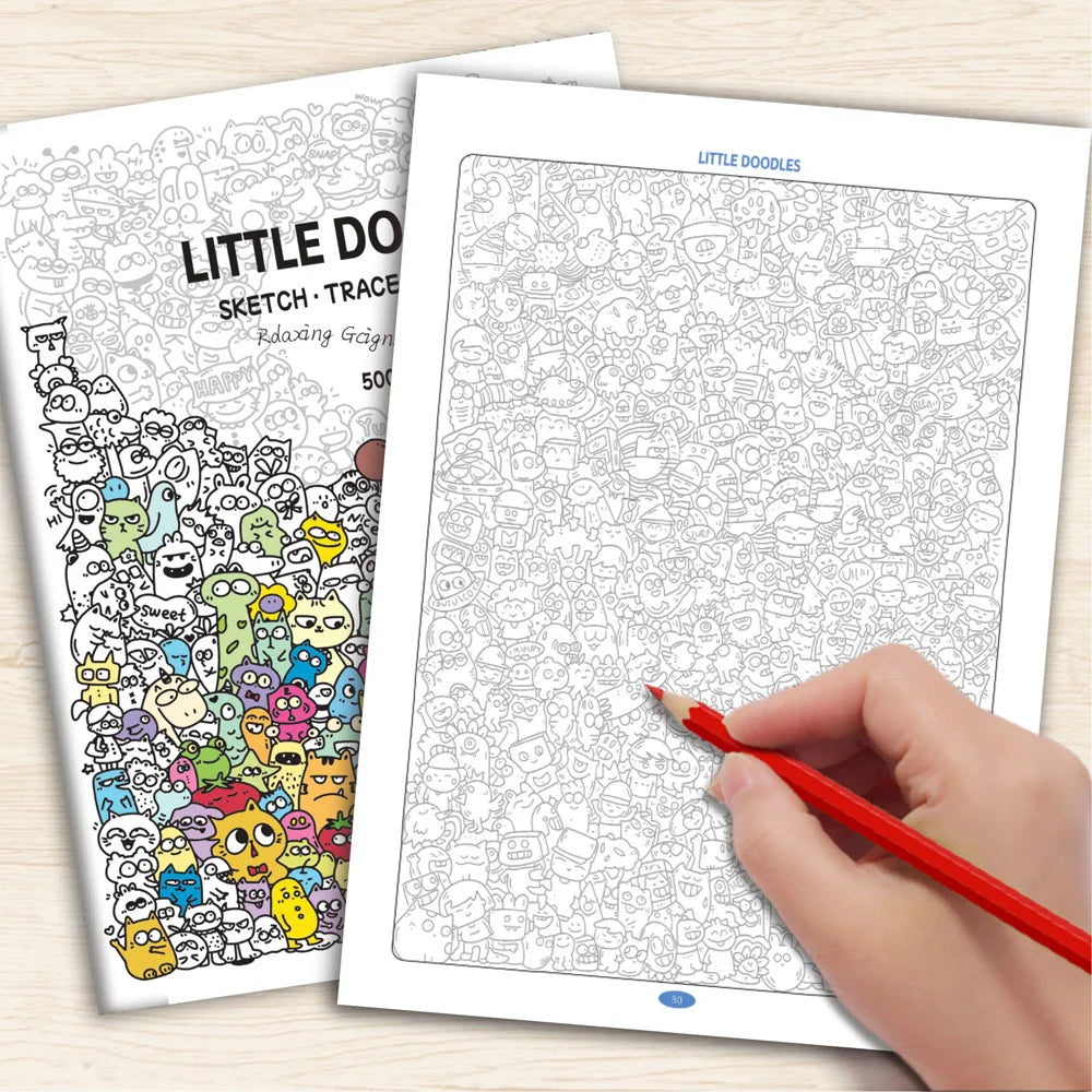 Little Doodles Adult Coloring Tracing Book 32 Pages Relaxing Sketch