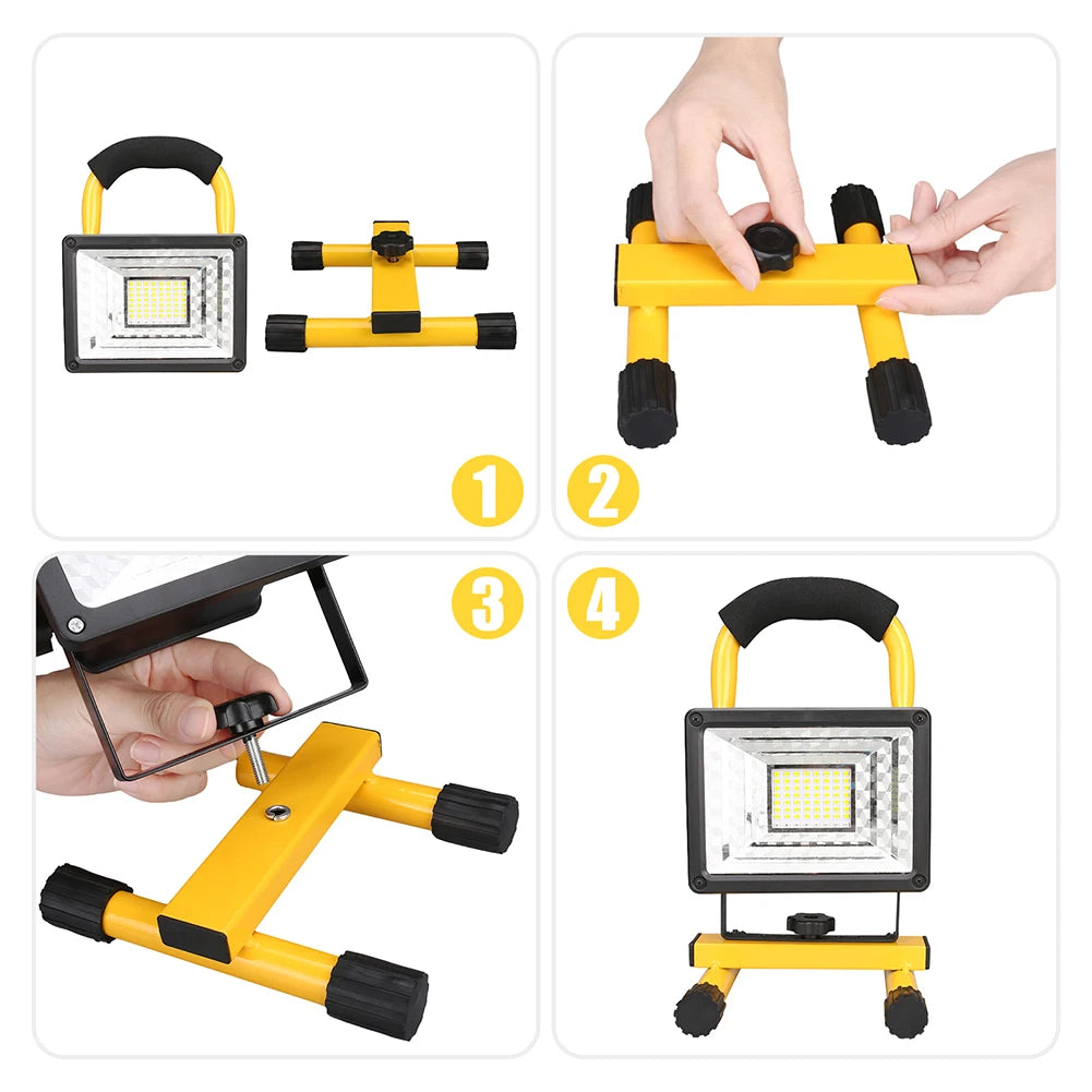 100W COB Rechargeable LED Work Lights 5000LM Waterproof Portable Flood Light with Stand for Outdoor Camping Hiking Garage Repair Peaceful Pleasures Health and Wellness