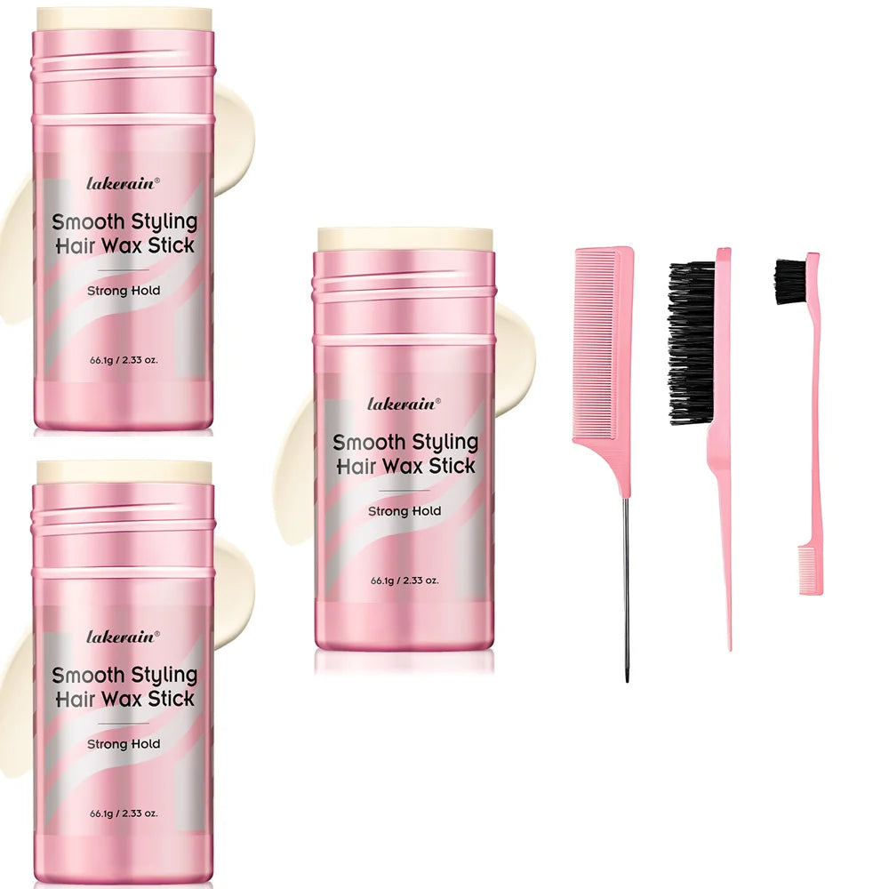Hair Styling Wax for Women Anti Frizz Smoothing Professional Pomade Hair Mud Control Messy Hairs Wax Rod Peaceful Pleasures Health and Wellness 3pcs and tool