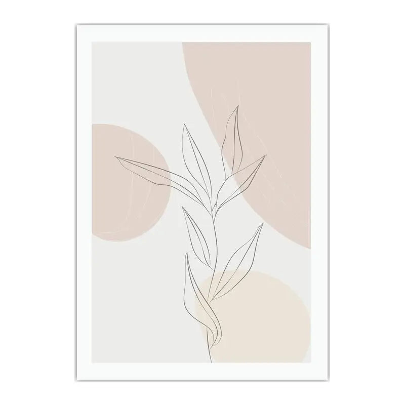 Abstract Boho Wall Art, Plant Leaf Line Art Canvas Painting | Modern Minimalist Poster for Living Room Bedroom Decor Peaceful Pleasures Health and Wellness 03 20x25cm No Frame China Mainland