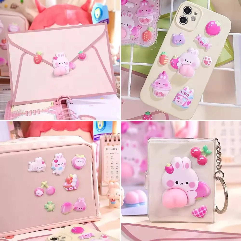 3D Cute Animal Butt Puffy Stickers | Scrapbook & Decal Sheet