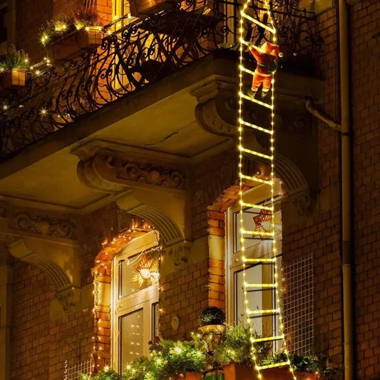 3M Santa Claus Climbing Ladder USB Warm LED Christmas Light Decor Christmas Light Decoration Peaceful Pleasures Health and Wellness