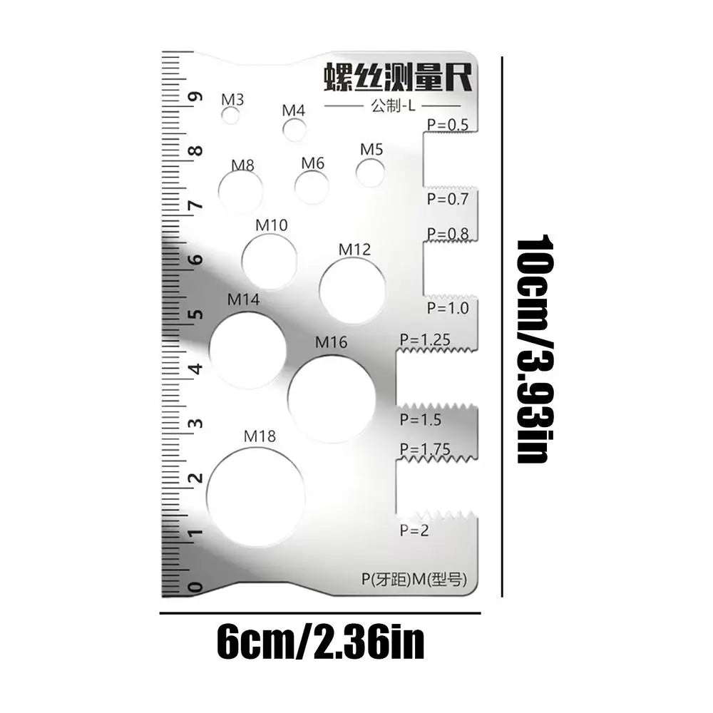 Stainless Steel Thread Gauge | Screw Pitch & Diameter Caliper Thread Measuring Gauge Peaceful Pleasures Health and Wellness Silver